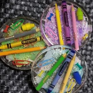 School supply resin coasters